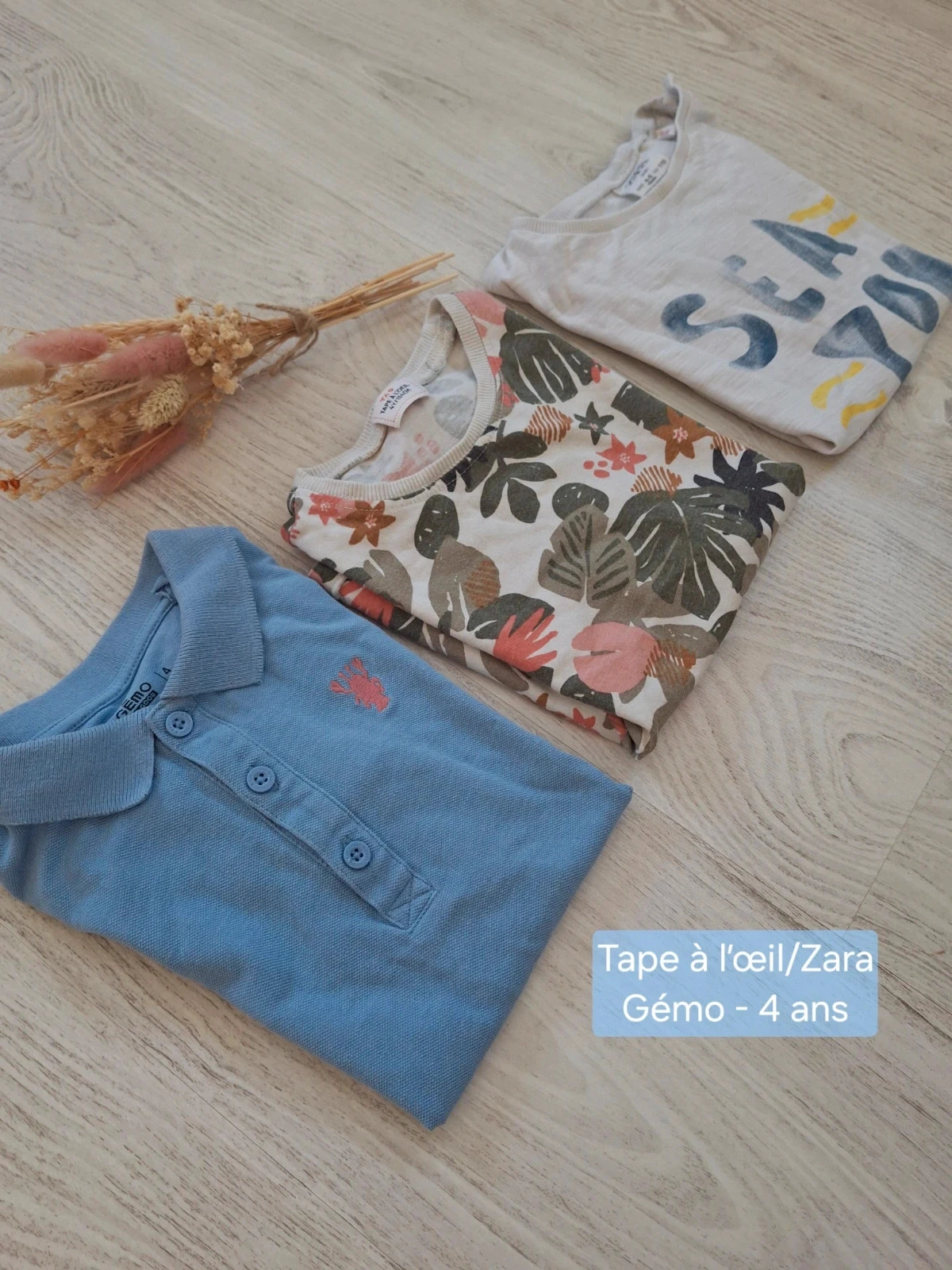 Lot/ensemble Hauts garçon blanc été blanc/bleu/kaki Gémo/Tape à l’œil/TAO/Zara - 4/5 ans